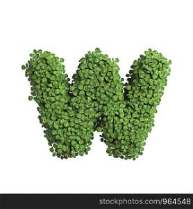 clover letter W - Lower-case 3d spring font isolated on white background. This alphabet is perfect for creative illustrations related but not limited to Nature, ecology, environment...