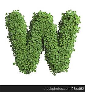 clover letter W - Uppercase 3d spring font isolated on white background. This alphabet is perfect for creative illustrations related but not limited to Nature, ecology, environment...