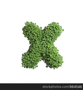 clover letter X - Small 3d spring font isolated on white background. This alphabet is perfect for creative illustrations related but not limited to Nature, ecology, environment...