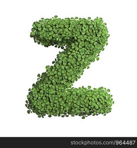 clover letter Z - Capital 3d spring font isolated on white background. This alphabet is perfect for creative illustrations related but not limited to Nature, ecology, environment...