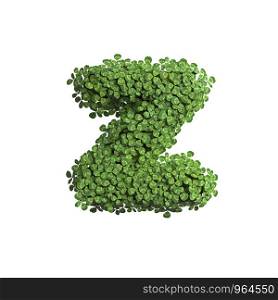 clover letter Z - Lower-case 3d spring font isolated on white background. This alphabet is perfect for creative illustrations related but not limited to Nature, ecology, environment...