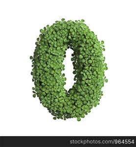 clover number 0 - 3d spring digit isolated on white background. This alphabet is perfect for creative illustrations related but not limited to Nature, ecology, environment...