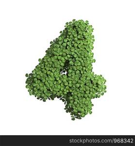 clover number 4 - 3d spring digit isolated on white background. This alphabet is perfect for creative illustrations related but not limited to Nature, ecology, environment...