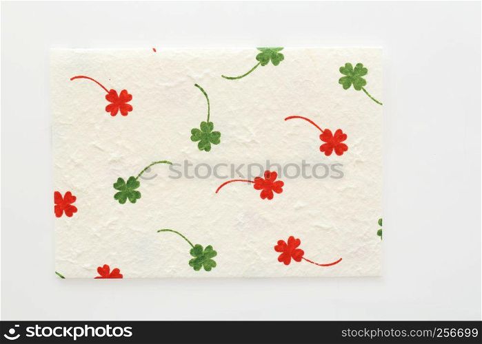 cloverleaf on Mulberry paper texture background