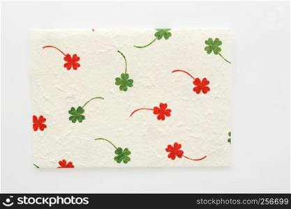 cloverleaf on Mulberry paper texture background