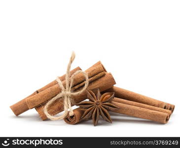 Cloves, anise and cinnamon isolated on white background