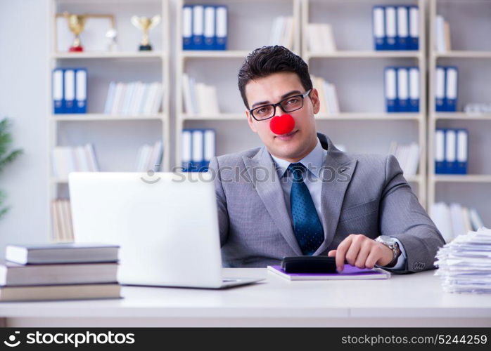 Clown businessman in the office