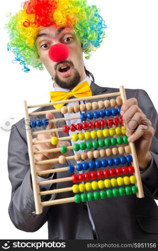 Clown businessman isolated on the white