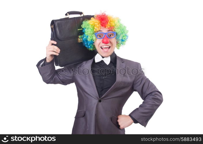 Clown businessman isolated on white