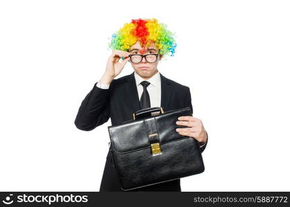 Clown businessman isolated on white