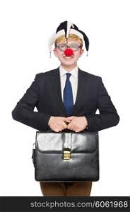 Clown businessman isolated on white