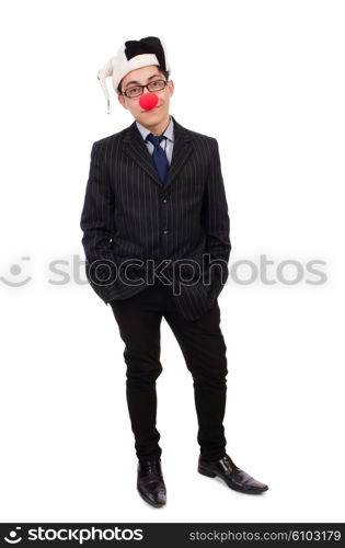 Clown businessman isolated on white