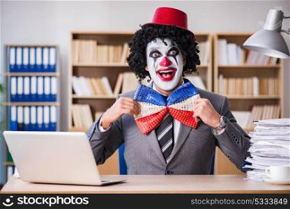 Clown businessman working in the office