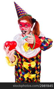 Clown in the costume isolated on white