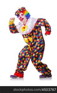 Clown in the costume isolated on white