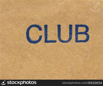 Club stamp over paper. blue club stamp over brown paper envelopment