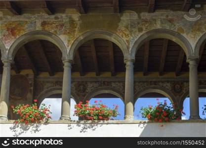 Clusone, Bergamo, Lombardy, Italy: historic Palazzo comunale. Court