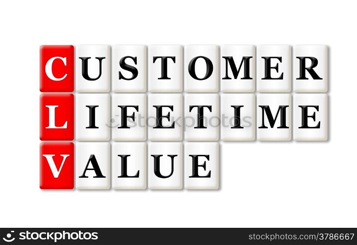 CLV -Customer Lifetime Value acronym on white background