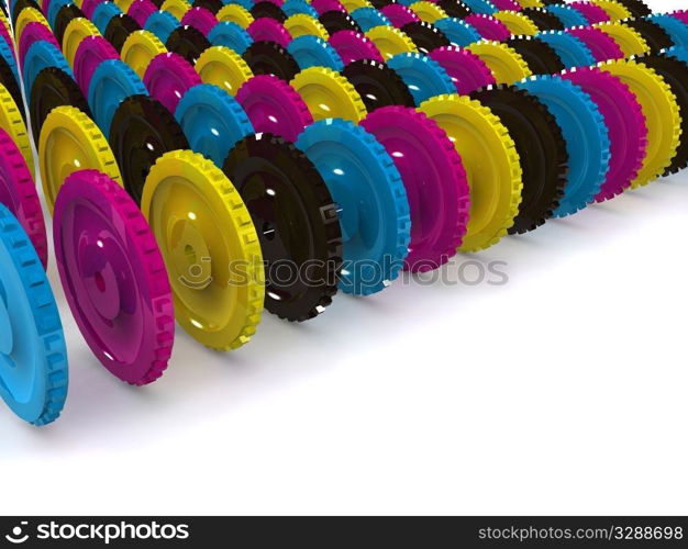 CMYK gears. 3d