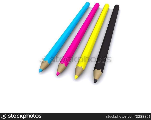 CMYK pencils. 3D
