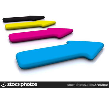 CMYK pointer on white. 3d