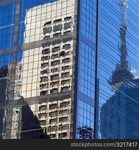 CN Tower reflecting in a building Toronto Ontario Canada