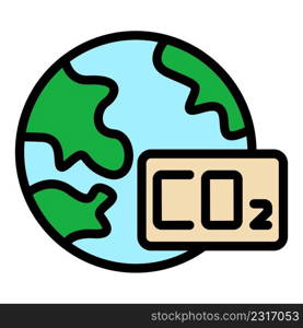 Co2 global warming icon. Outline Co2 global warming vector icon color flat isolated. Co2 global warming icon color outline vector