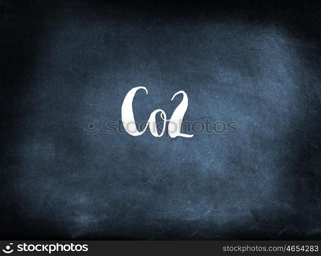 Co2 written on a blackboard