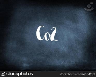 Co2 written on a blackboard