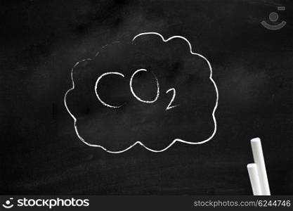 CO2 written on a blackboard