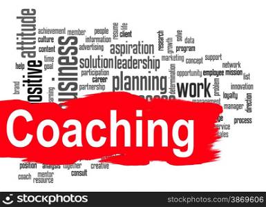 Coaching word cloud image with hi-res rendered artwork that could be used for any graphic design.. Teamwork word cloud