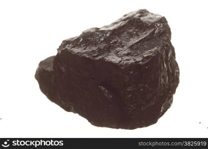 Coal lump carbon nugget isolated on white. Power and energy source.