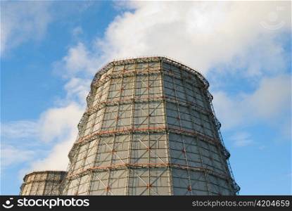 coal power plant on blue sky background
