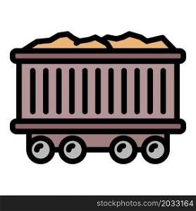 Coal wagon icon. Outline coal wagon vector icon color flat isolated. Coal wagon icon color outline vector