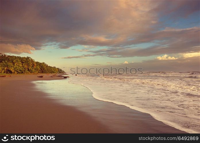 Coast in Costa Rica. Beautiful tropical Pacific Ocean coast in Costa Rica