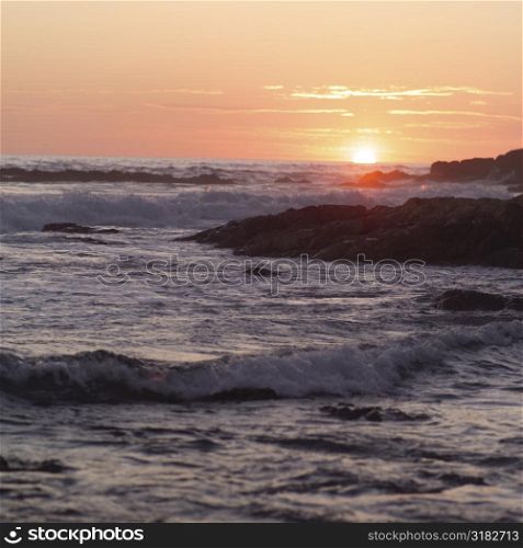 Coast of Costa Rica at sunset
