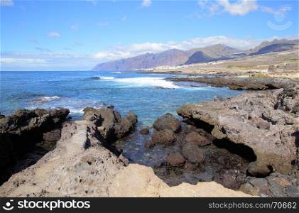 Coast of Tenerife Island and Los Gigantes mountains in the background, Canaries
