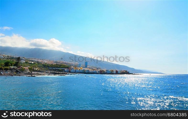 Coast of the Puerto de la Cruz in Tenerife, Spain.