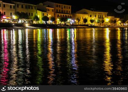 Coast of the Tyrrhenian Sea at night. Marciana Marina, Elba Island, Italy