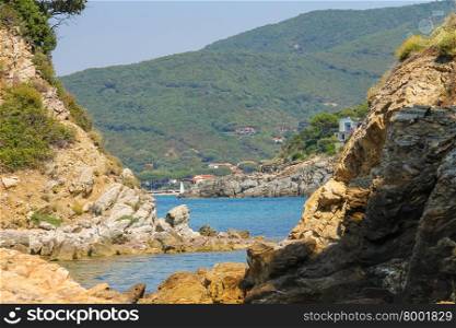Coast of Tyrrhenian Sea on Elba Island, Italy