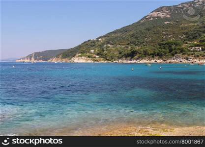 Coast of Tyrrhenian Sea, Sant Andreas on Elba Island, Italy