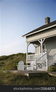 Coastal house with porch and deck on Bald Head Island, North Carolina.