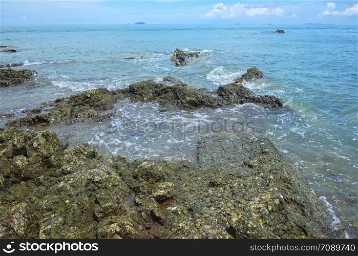 Coastal in Chonburi Province day time of Tourist attractions in eastern Thailand,Tropical sea on a sunny weather to clear.