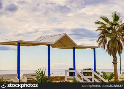 Coastal landscape in spanish resort village. Carchuna beach. Costa tropical, province Granada. Andalucia Spain.. Carchuna Beach, Andalucia Spain