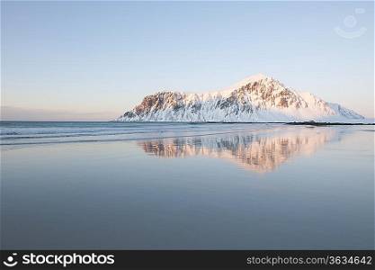Coastal landscape on Flakstadoya island Loftofen Norway