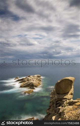 Coastal with rocks ,long exposure picture from Coasta Brava, Spain