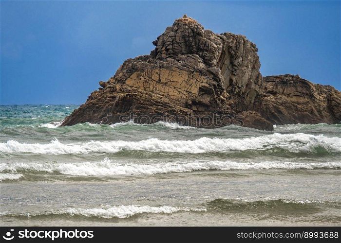 Coastline and Cliffs, Beach of La Franca, Protrected Landscape of the Oriental Coast of Asturias, La Franca, Ribadedeva, Asturias, Spain, Europe