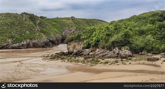 Coastline and Cliffs, Beach of Poo, Protrected Landscape of the Oriental Coast of Asturias, Poo, Llanes, Asturias, Spain, Europe
