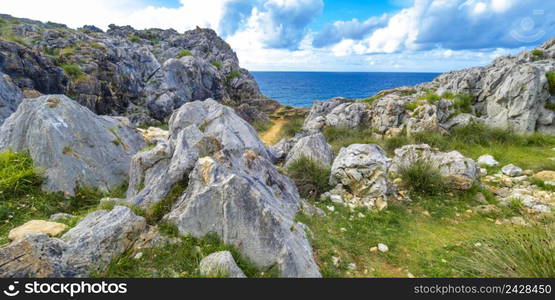 Coastline and Cliffs, Cantabrian Sea, Buelna, Llanes, Asturias, Spain, Europe