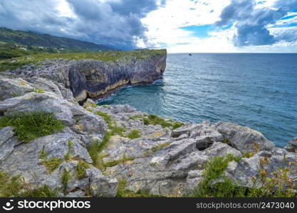 Coastline and Cliffs, Cantabrian Sea, Buelna, Llanes, Asturias, Spain, Europe